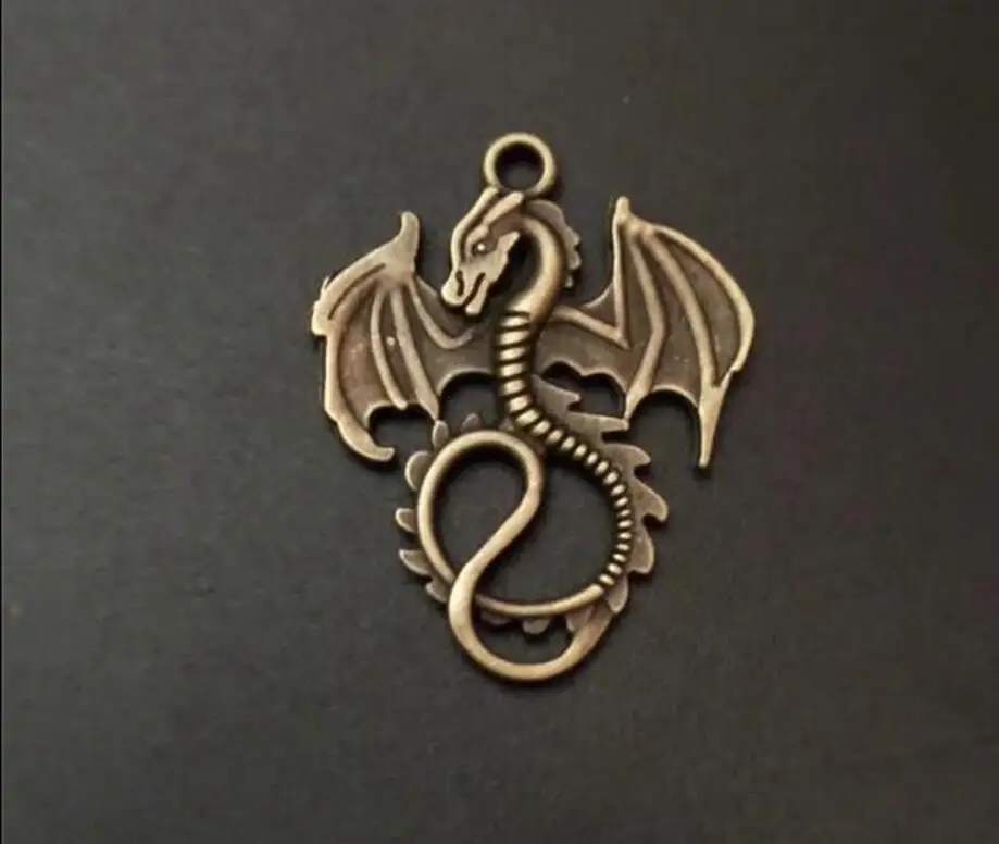 Antique Bronze&Silver Metal Alloy Cute Flying Dragon Charm Pendants For