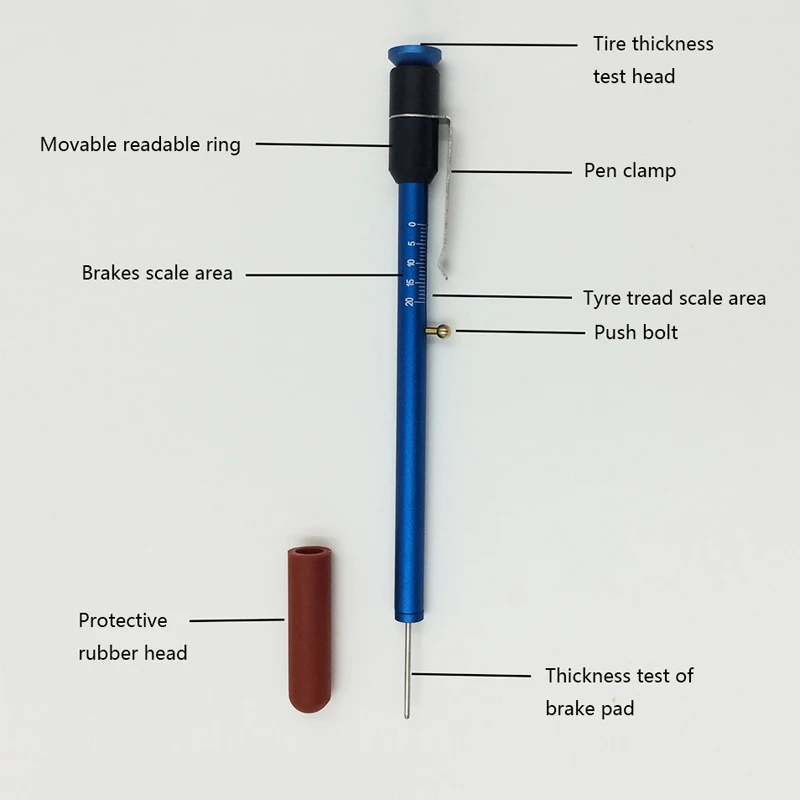 Накладка на тормозную колодку автомобиля тестовая ручка масштаб толщины измерительный прибор Глубина рисунка протектора шины Калибровочная линейка детектор толщины инструмент обнаружения