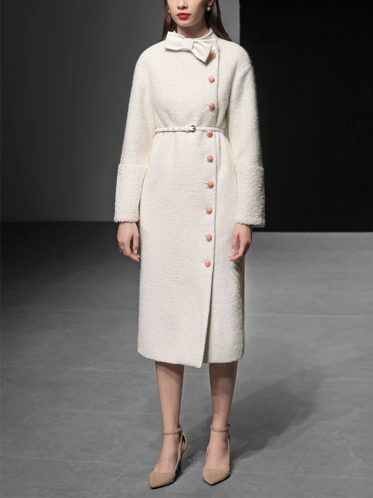 Mince White 11 Arc Laine Casual Et De Cravate Nouvelle Élégant Femmes Manteau Cachemire 11 Automne Piste D'hiver Col Mode 2018 Longue HwBxnRCq