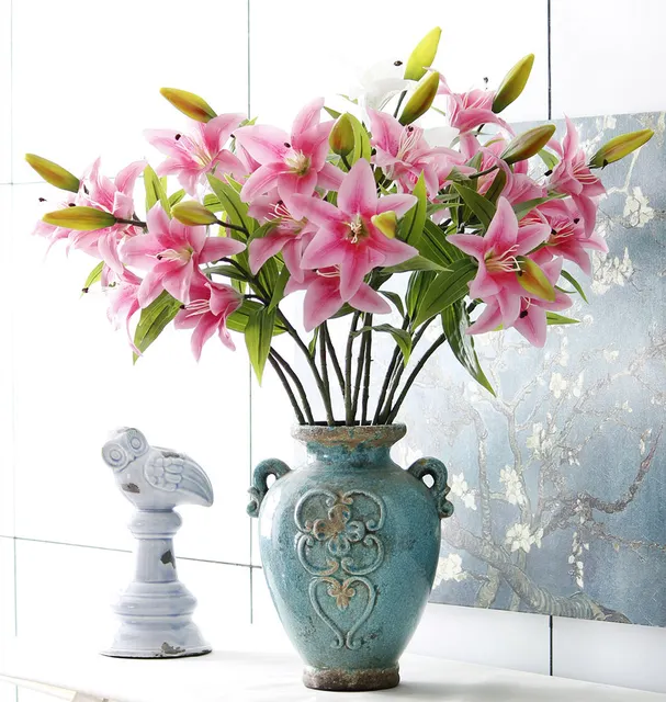 6pcs high simulation film lily home furnishing wedding table hotel