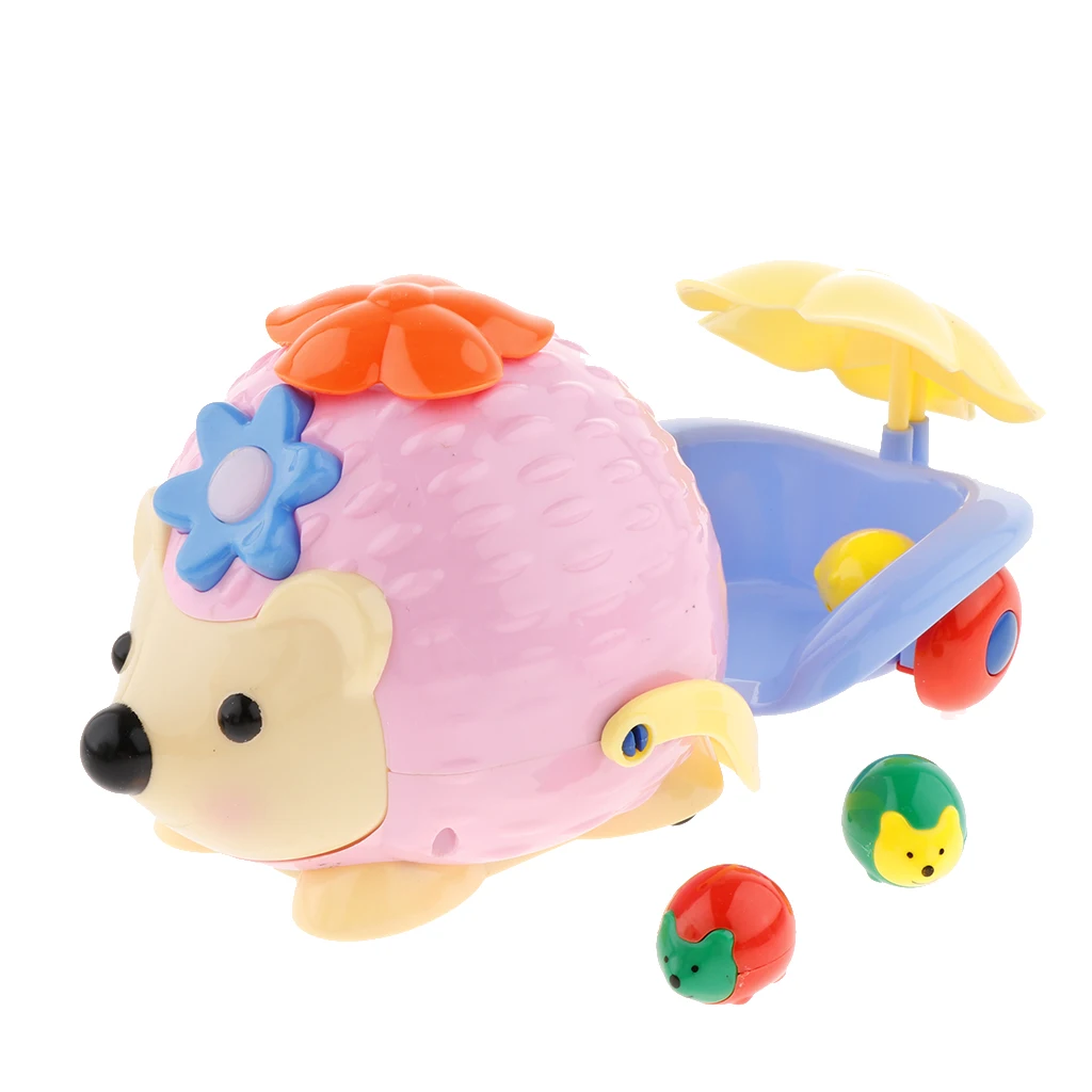 Electric Hedgehog Laying Eggs with Flashing Light & Music Toys Car Baby Early Educational Game Gift bumps change directions
