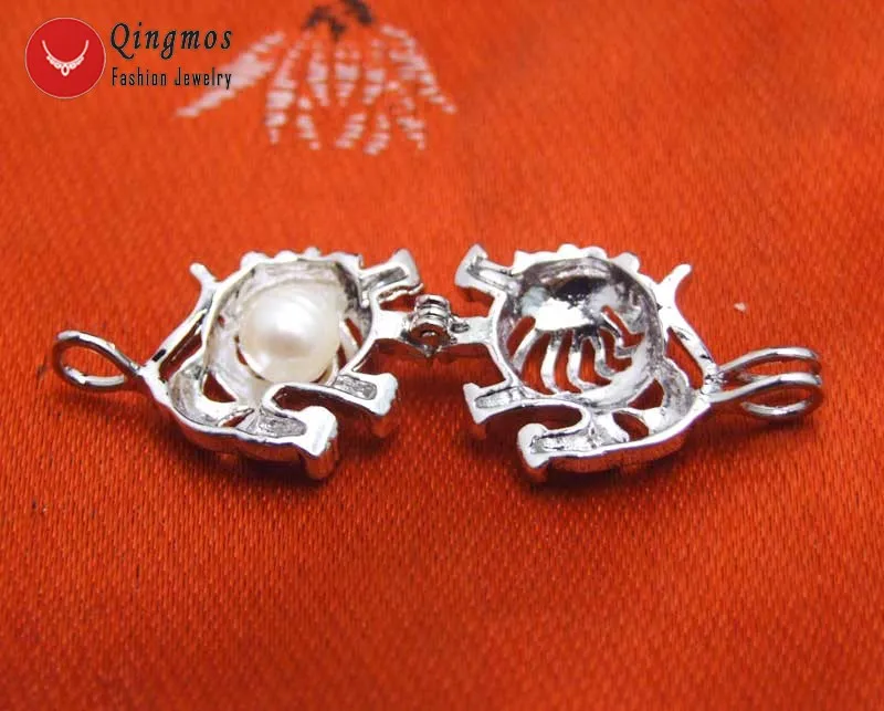 Qingmos Созвездие подарок желаний жемчуг Leo клетка держатель ожерелье для женщин с Oyster Love жемчуг Чокеры ожерелье 3636