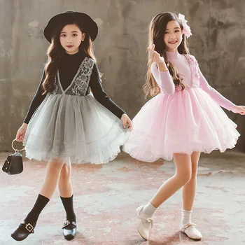 

2018 autumn winter long sleeve girls lace dresses