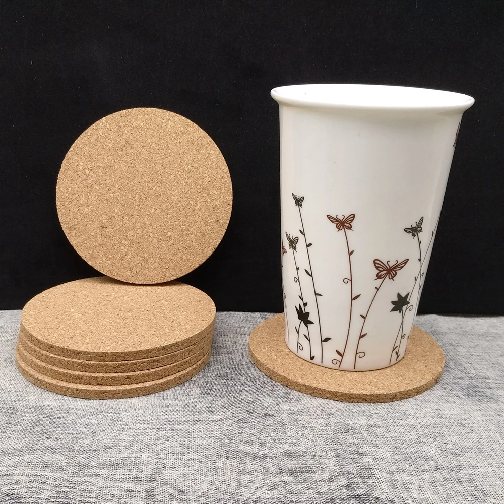 5pcs/set round 10cm/square9cm cork coaster tea mat insulation pads anti