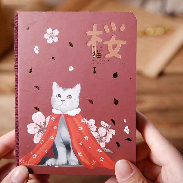 Kawaii Hardcover Cherry Blossom Cat Notepad High Quality 4