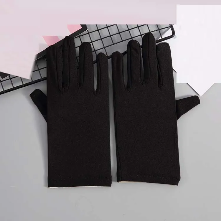 22 см, сексуальные эластичные короткие перчатки для женщин, женские свадебные перчатки, свадебные драматические Вечерние перчатки для танцев - Цвет: black