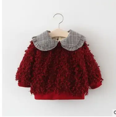 Детская одежда, зимний утепленный вельветовый пуловер для девочек теплая одежда с мехом очень милая - Цвет: Красный