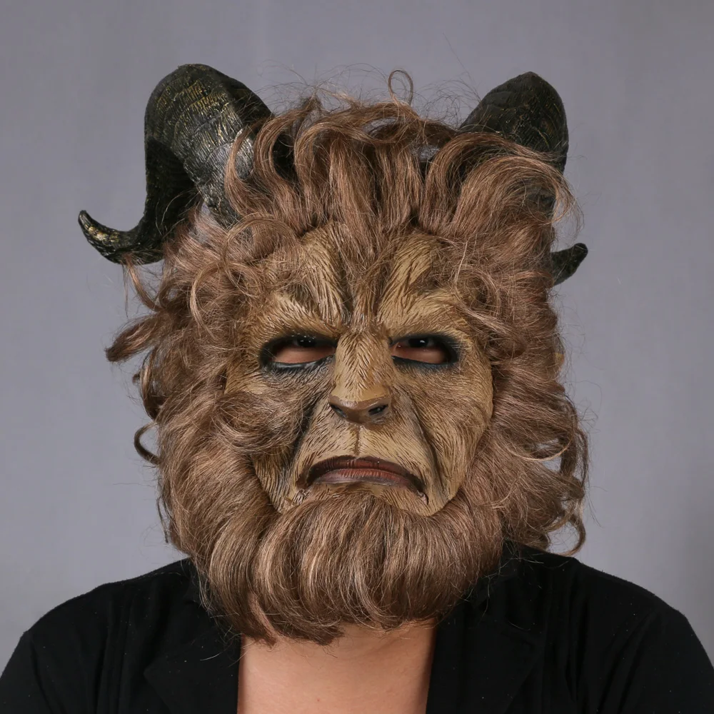 2017 Hot Movie Beauty and the Beast Adam Prince Mask Cosplay Horror Mask Latex Lion Helmet Halloween Party (16)