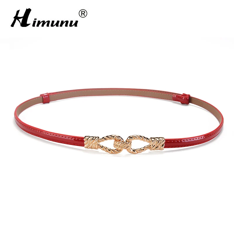 

[HIMUNU]Newest Fashion Thin Belts For Women Fashion Hasp Woman Genuine Leather Belt Designer Brand Cowskin Woman Belts For Dress