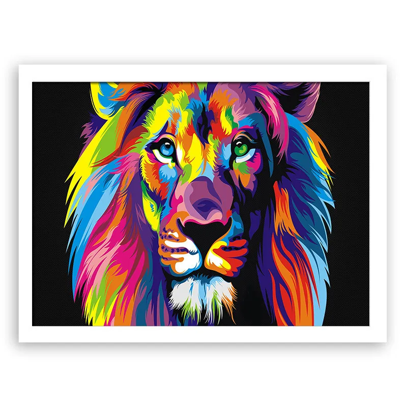 New Colorful Animal Lion Inkjet Painting Nordic Wall Painting Prints