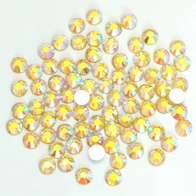 Color AB Glue on Glitter Flatback Glass Crystal Non Hot fix rhinestone For Gymnastics Clothes Shoes 3D Nail Art Decoration