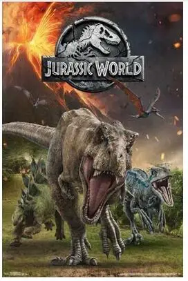 

JURASSIC WORLD DINOSAUR GROUP MOVIE Art Wall Decor Silk Print Poster