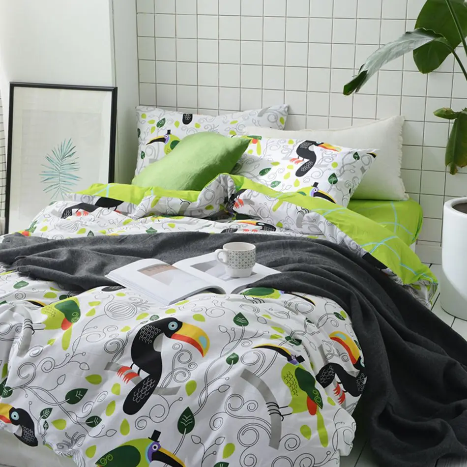 Colorful Bird Duvet Cover Set Twin Queen Size Bedding Set 100 Egyptian