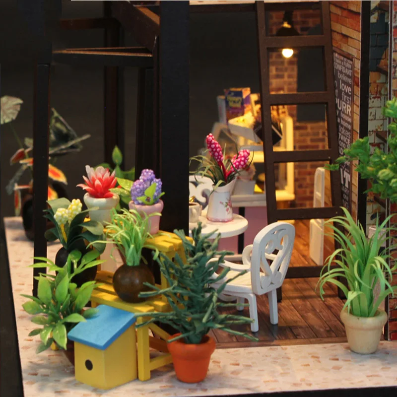 Высокая имитация Кофейня 3D деревянная модель строительные наборы игрушки хобби подарок для детей и взрослых панорама Diorama образование