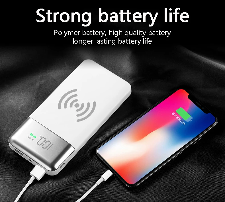 Запасные аккумуляторы для телефонов 10000mA Qi standardwireless charging mobile power цифровой дисплей Зарядка сокровище портативный запасные аккумуляторы для телефонов для iphone 8