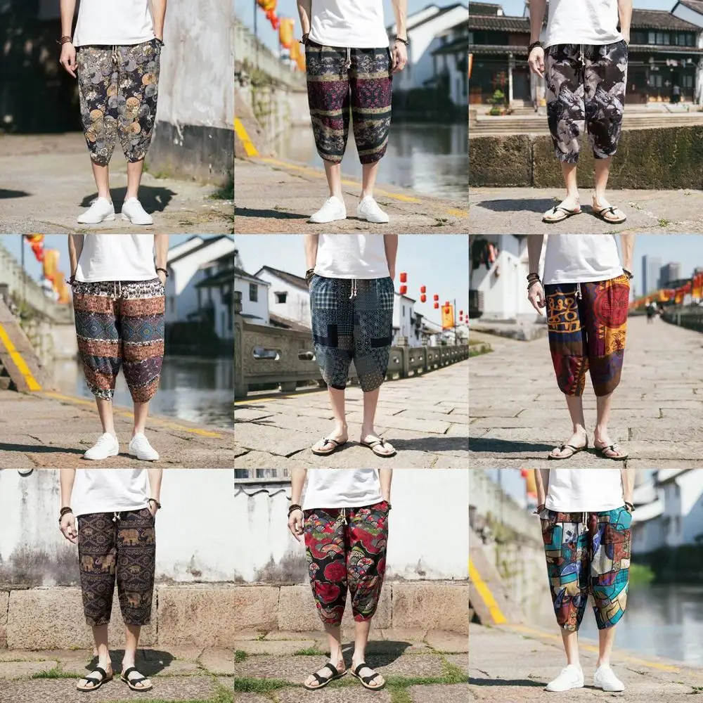 

PADEGAO Harajuku 5XL Harem Pants Men 2019 Summer Cotton Linen Vintage Joggers Baggy Japanese Streetwear Casual Sweatpan