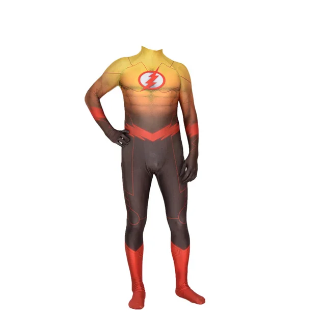 Mens Boys Magical Fancy The Flash Cosplay Costume Superhero Zentai Suit Lycra Spandex Jumpsuit Bodysuit Suit