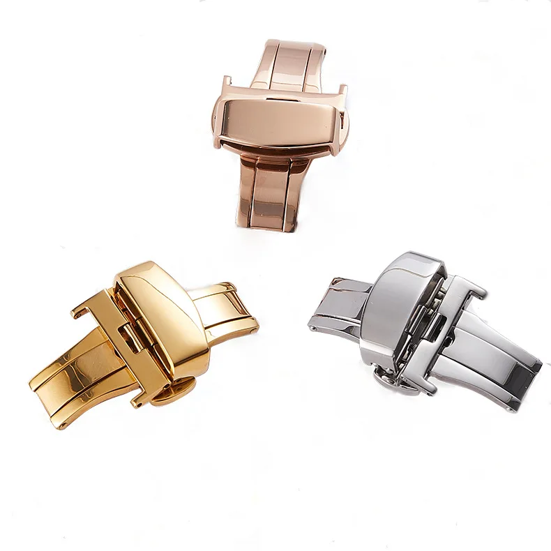 Easy Open Watch Clasp Buckle Watchbands Accessories Replacement Silver Gold Rose Gold Stainless Steel 12mm 14mm 16mm 18mm 20mm