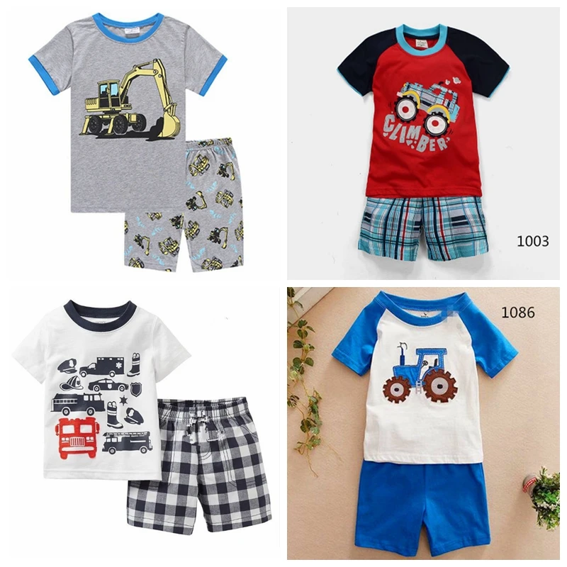 Дизайн летняя Пижама для мальчиков короткий рукав Детская пижамы хлопок детское нижнее белье Пижама спальные костюмы От 2 до 7 лет