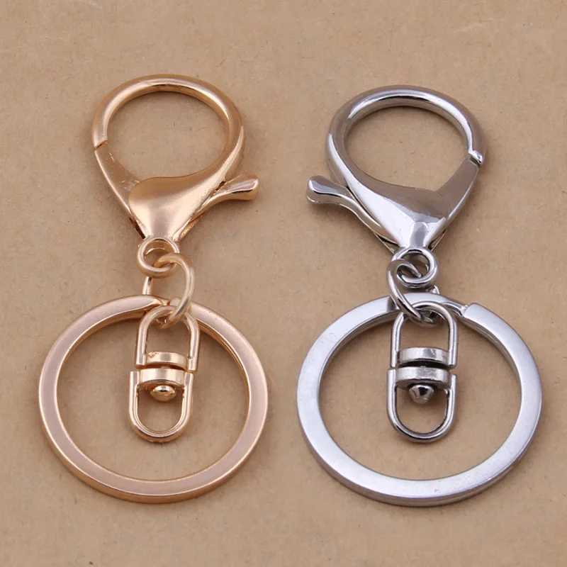 

10pcs/lot Keychains Key Chains Jewelry Findings & Components Gold Silver Plated Lobster Clasp Keyring Making Supplies
