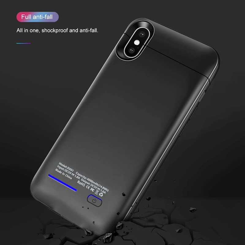 Чехол для батареи iPhone X XS Max XR Power Bank 6 S чехол зарядного устройства тонкий 6S 7 8