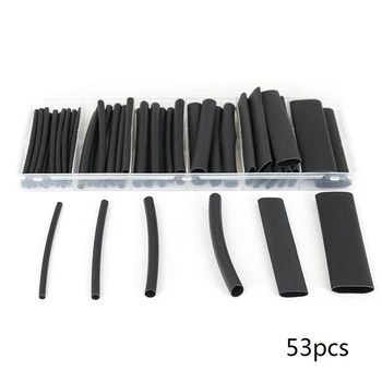 

Car Heat Shrink Tubing Sleeving 53Pcs Black 3:1 Halogen Free Environmental Protection Flame Retardant Auto Repair Tools