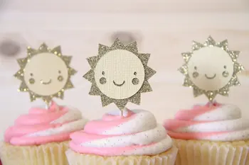 

Glitter Sun Cupcake Toppers You are my sunshine Bachelorette Wedding Bridal Engagement Lingerie Party