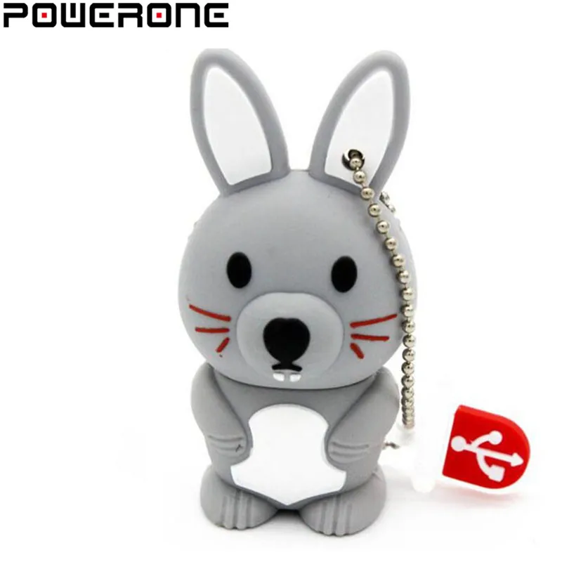 

POWERONE Rabbit USB 2.0 Usb Flash Drive pendrive 4GB 8GB 16GB 32GB 64GB cartoon Pendrives Memory stick