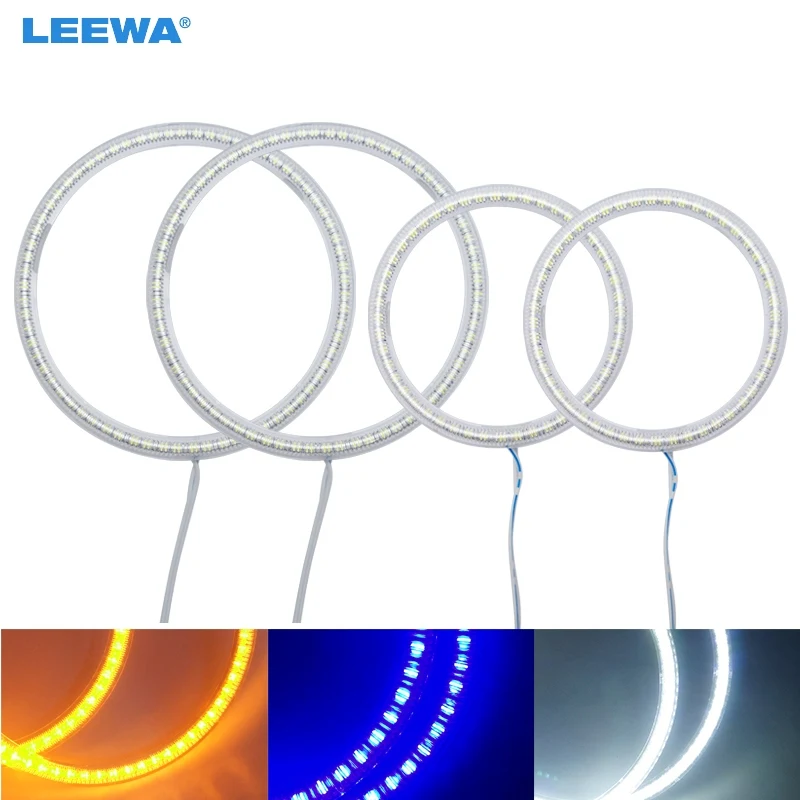 Leewa 2X90Mm 2X126Mm 4 Pz/Set Auto Smd Led Halo Anelli Angel Eyes Drl Testa Lampada Per Volkswagen Golf 4 Bianco/Blu/Giallo # Ca3774