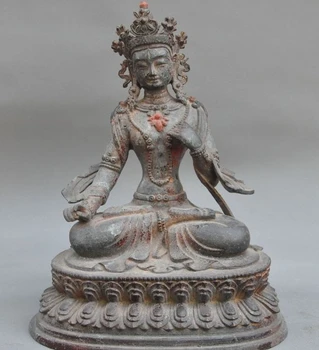 

Old Tibet buddhism Joss pure bronze White Tara Goddess Kwan-yin Guanyin statue