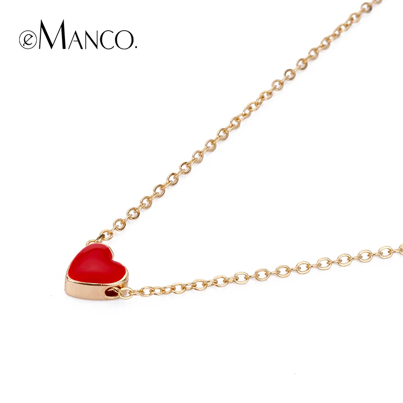 e-Manco Red Heart Necklace for Women New Arrival Romantic Statement Necklaces Enamel Fashion Jewelry Women Accessories