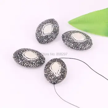 

8Pcs Fresh Water Pearl Connector Loose Beads with Crystal Rhinestone Paved Connectors For DIY Bracelet Jewelry Making