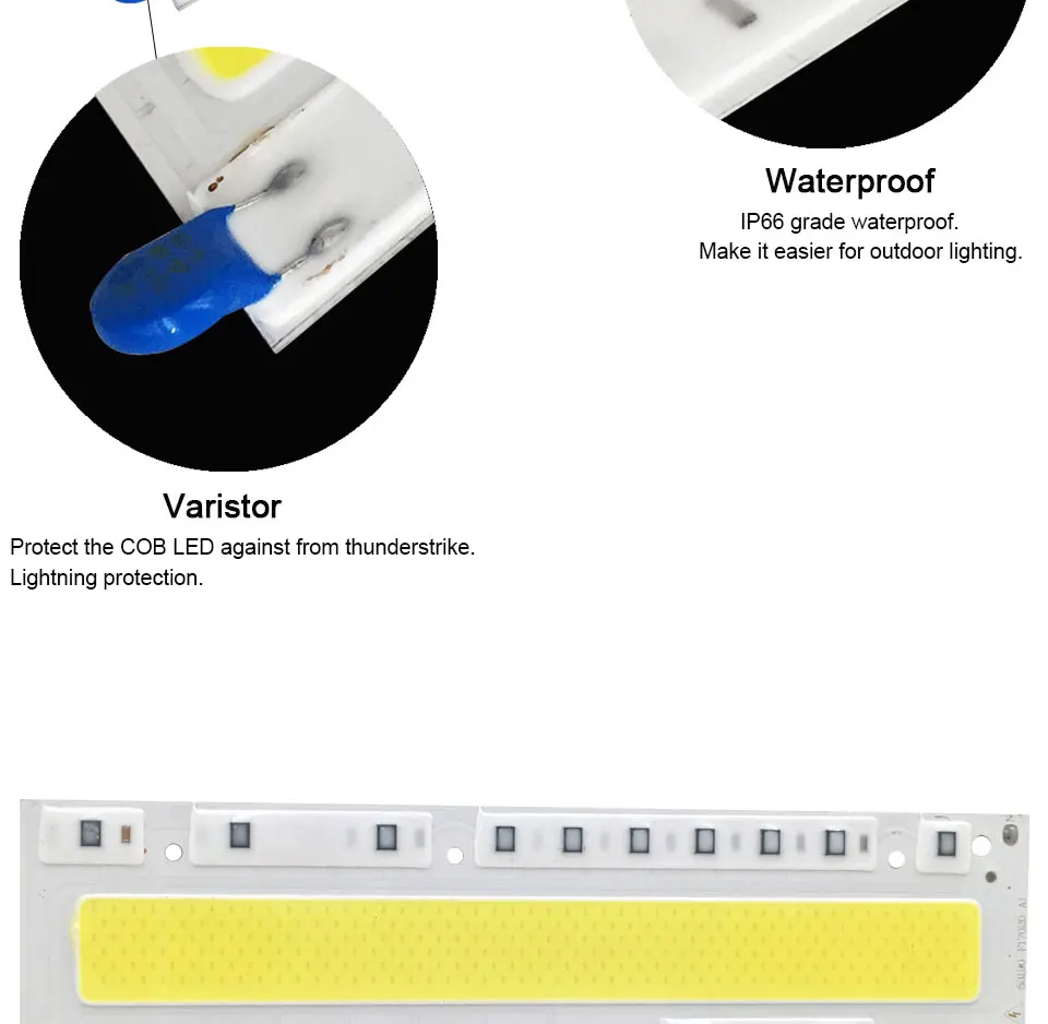 Sumbulbs 30W 50W 70W 100W 150W AC COB LED Chip Smart IC Driver Light Source 110V 220V for Floodlight Spotlight Warm Cold White (4)