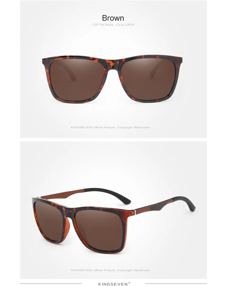 KINGSEVEN Дизайнерские Мужские поляризационные Квадратные Солнцезащитные очки, модные мужские очки с алюминиевыми ножками, УФ-защита N7536