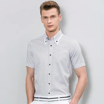 

Soft Cotton Polka Dot Men Casual Shirt Breathable Short Sleeve Men Shirts Fashion Camisa De Hombre ddx45550s-2