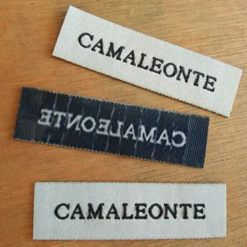 

1000PCS Custom Iron on white cloth woven label embroidered tags hot melt glue heating