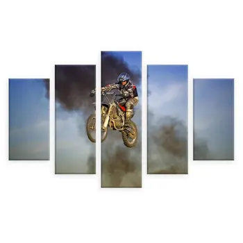 

Stuntman On Motorcycle painting canvas 5 Panels split Canvas For Living Room Oil Paintings Prints Wall Decor Artwork