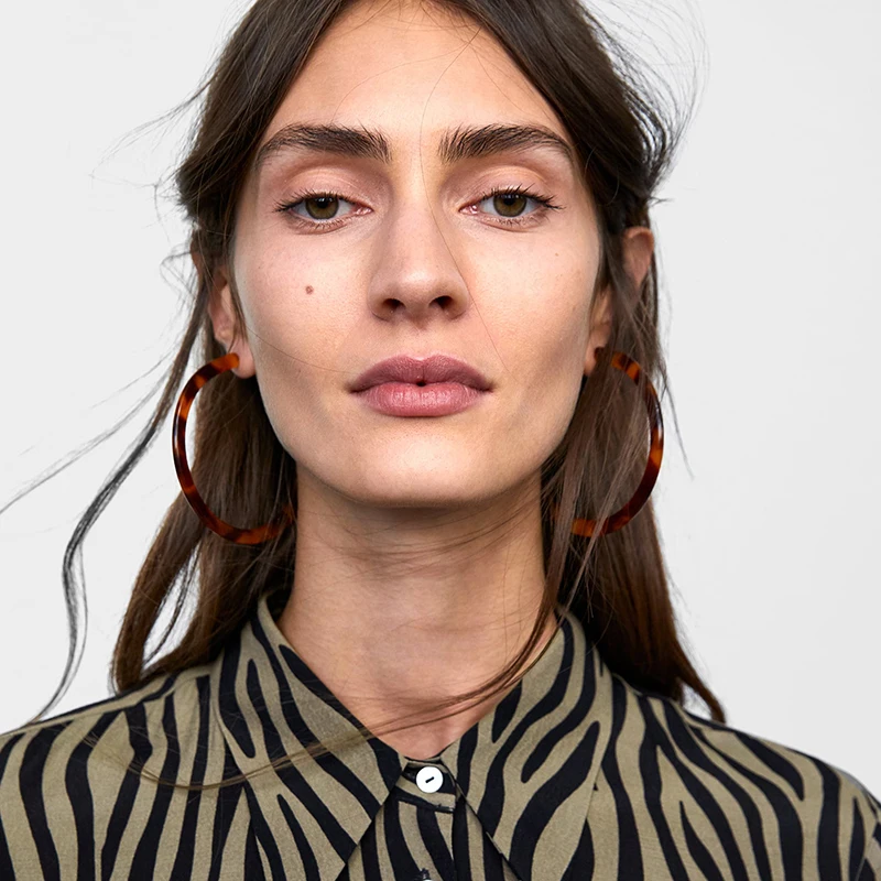 

Dvacaman ZA Leopard Print Resin Pendant Earrings Women Geometric Big Round Circle Dangle Drop Earrings Statement Wedding Jewelry