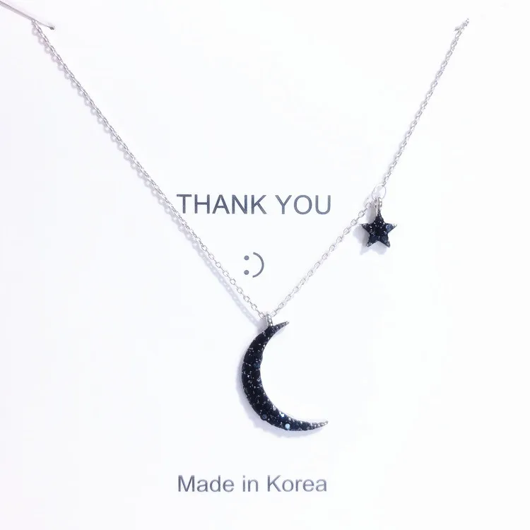 Uini-Tail Горячее предложение Новое 925 пробы Серебряное асимметричное ожерелье Звезда Луна корейская мода поток высокого качества ювелирные изделия