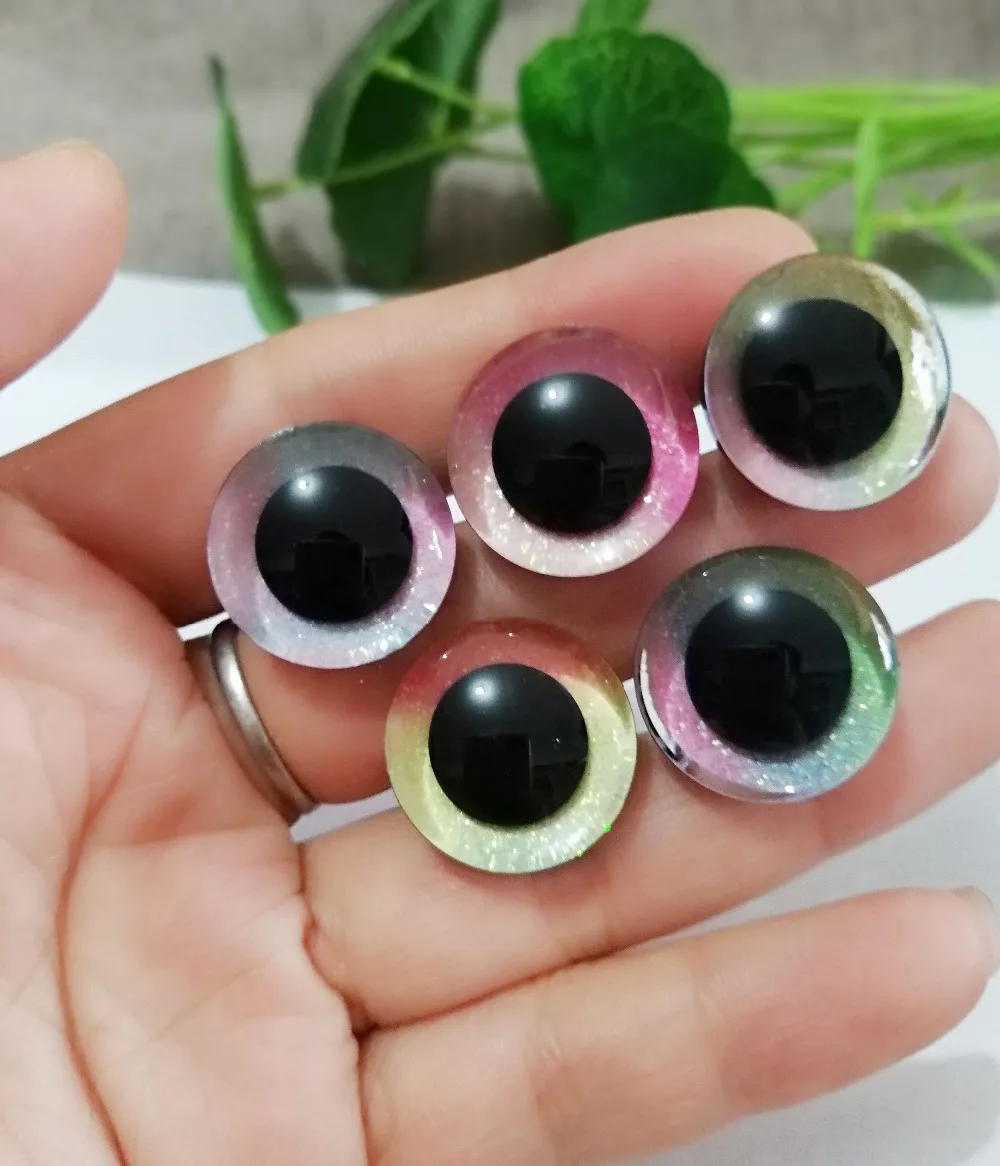 

new design rainbow eyes 16mm/20mm/24mm trapezoid plastic clear safety toy eyes+Rainbow color fabric +white washer--50pcs/lot