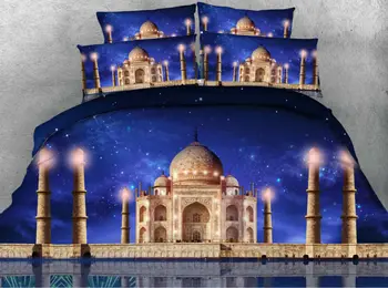 

JF-240 Ancient Greek mythology Style Blue Galaxy and Castle print bed linen