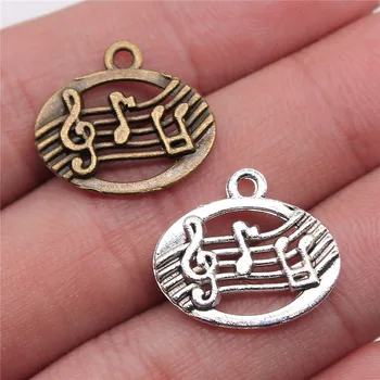 

WYSIWYG 30pcs 20x17mm Pendant Musical Notes Charm Pendants For Jewelry Making Antique Silver Color Musical Notes Pendants