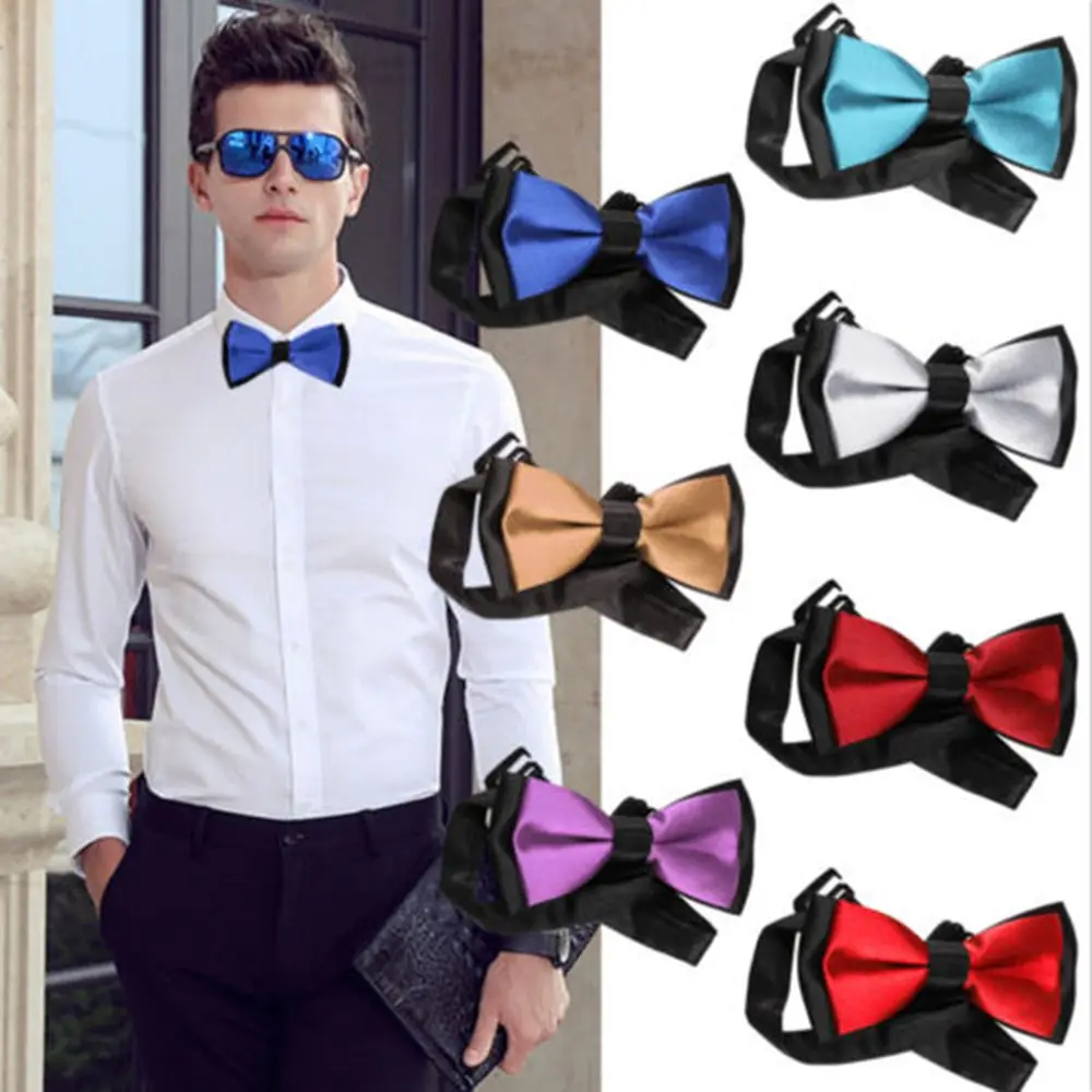 HEALMEYOU Fashion Men's Bow Tie Wedding Party Pre Tied Adjustable Satin