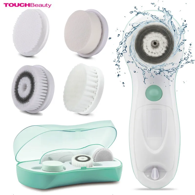 TOUCHBeauty Waterproof Facial Brush Deep Cleansing Set With 3 Different Spin Brush Head,Two Speed Face Cleansing Device TB-0759A