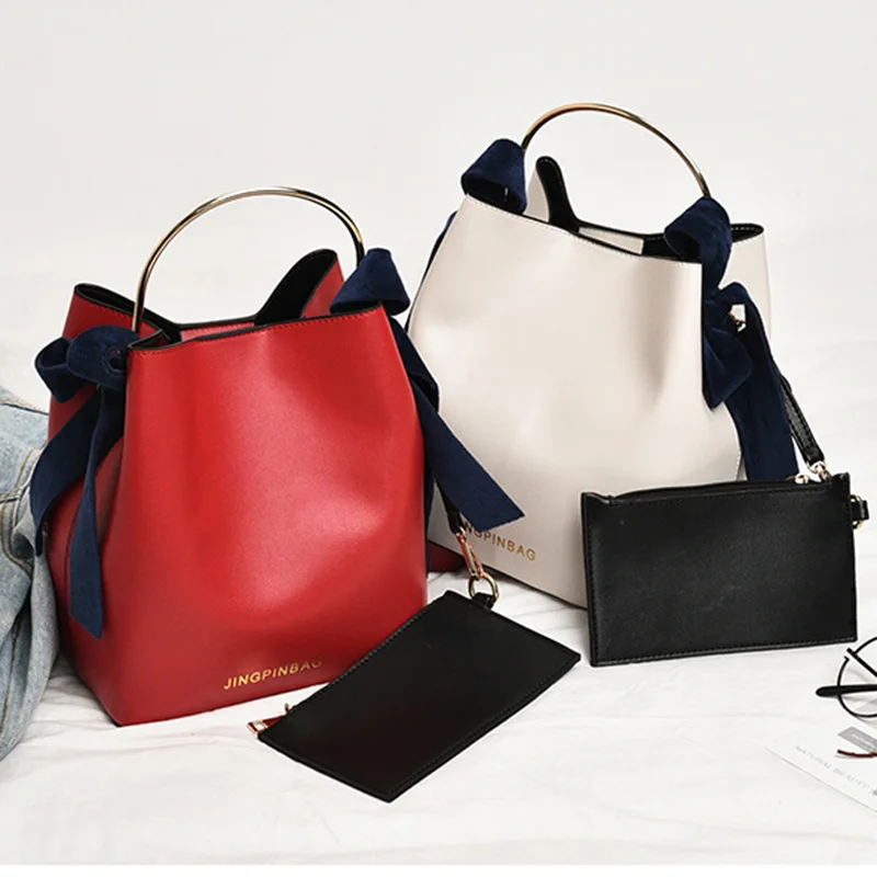 

Fashion Women Handbag 2019 New Composite Bag Bow Large Capacity Single Shoulder Messenger Bag Hasp Chain Pu Leather Designer Sac