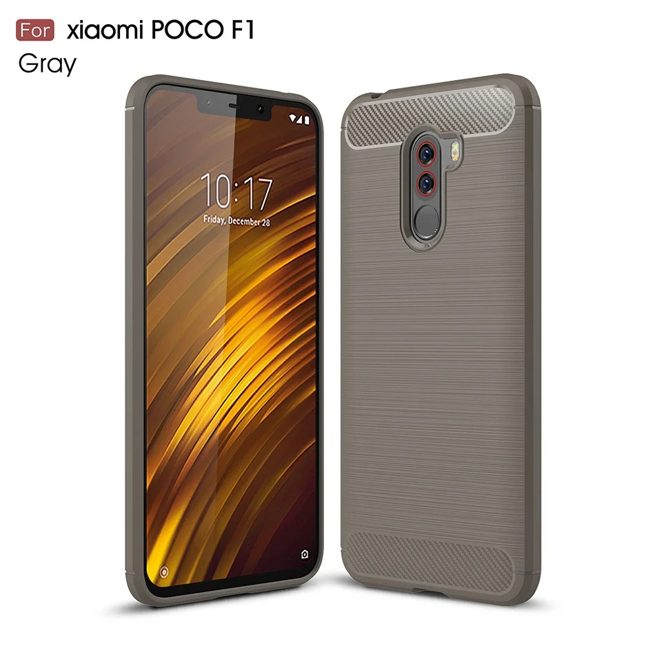 TOMKAS Phone Case Silicon Cover On For Xiaomi Pocophone Poco F1 PocoF1 PocophoneF1 Carbon Fiber Case Soft TPU Global Xiomi Funda (15)