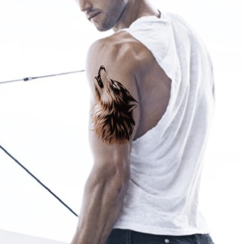 

1 PCS Body Art Beauty Makeup Cool Wolf Wolfing Waterproof Temporary Tattoo Stickers Fake Tattoos Men Sleeve Tatoo