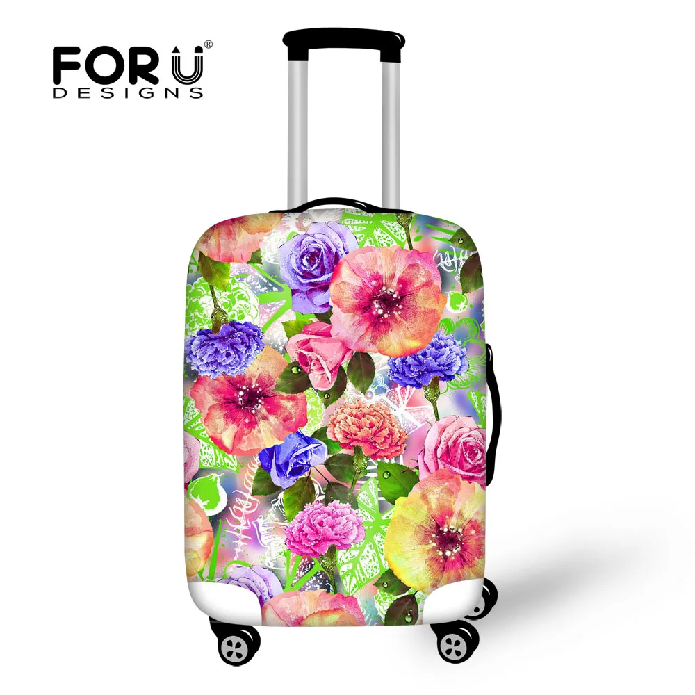FORUDESIGNS Flower Print Suitcase Cover Durable Travel Luggage