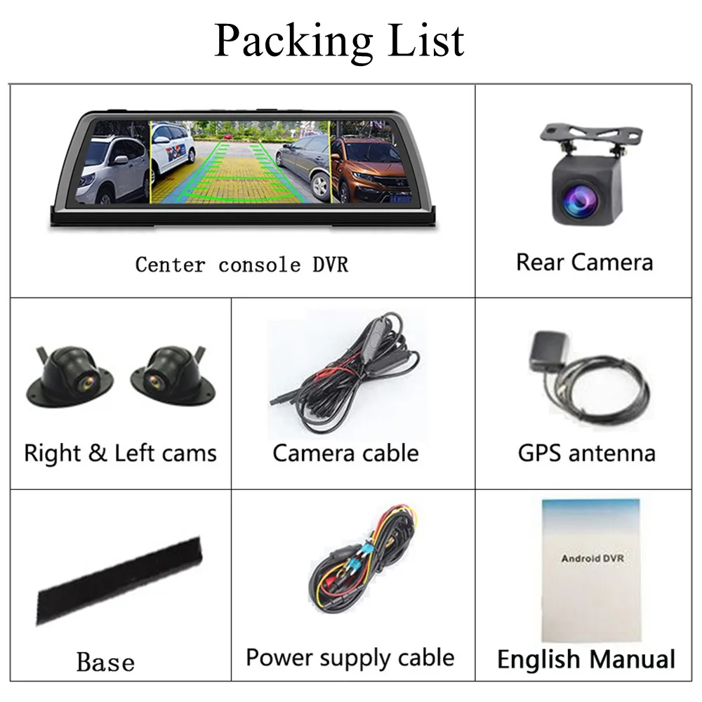 TAVIN 4 камеры автомобиля Dvr 4G Android Dash cam с ADAS WI FI GPS 10 дюймов серсорный Экран 360