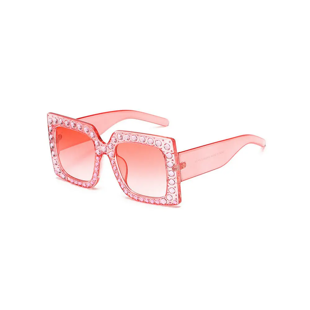 MINCL/Oversized Diamond Sunglasses Women Handmade Square Glasses Frame